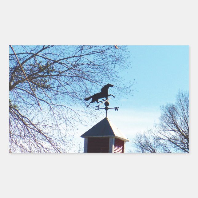 Horse Weather Vane Blue Sky Rectangular Sticker (Front)