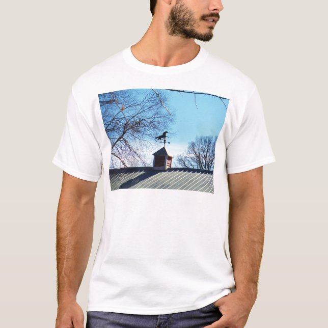 Horse Weather Vane Blue Sky T-Shirt (Front)