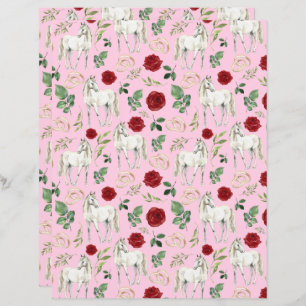 Horse Wedding Scrapbook Paper in Pink