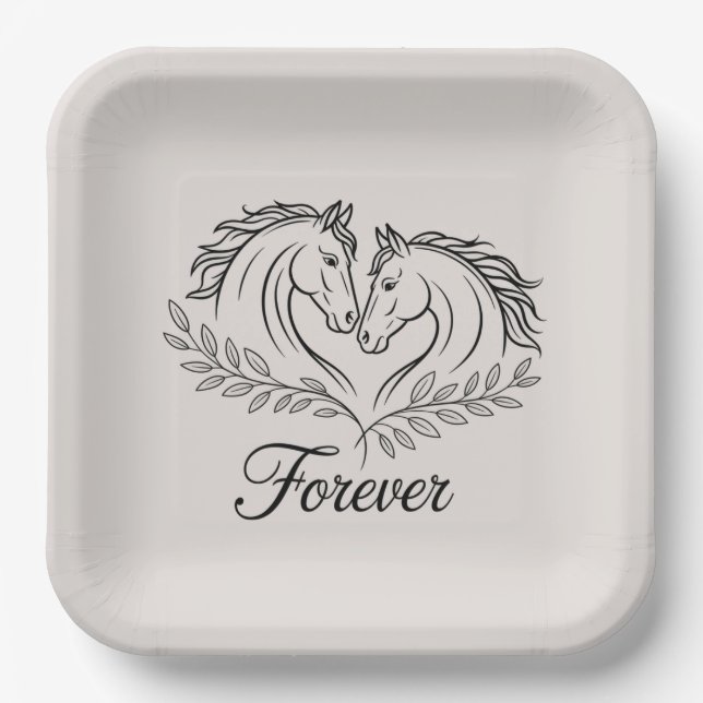 Horse Western Country Elegant Rustic Wedding Paper Plate (Front)