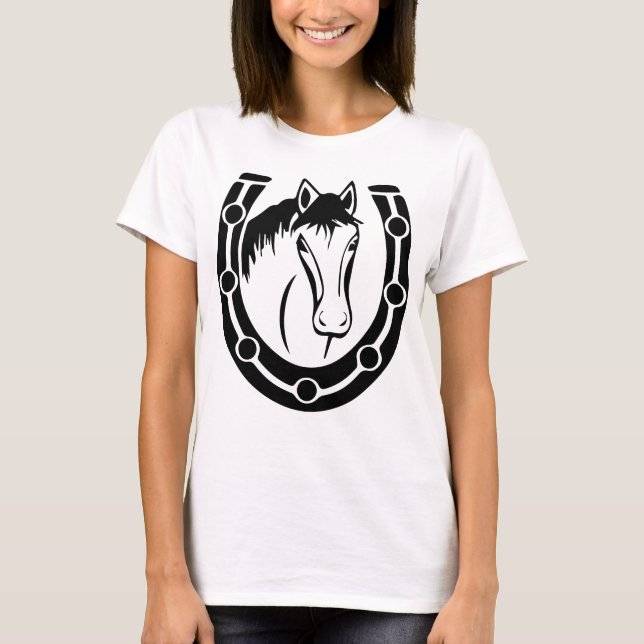Horse Western Horseshoe Equestrian Cowgirl Farm T-Shirt (Front)