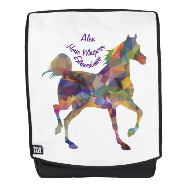 Horse Whisperer Snazzy Art Horse Personalise Backpack (Front)