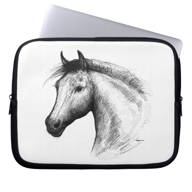 Horse:  White Laptop Sleeve (Front)
