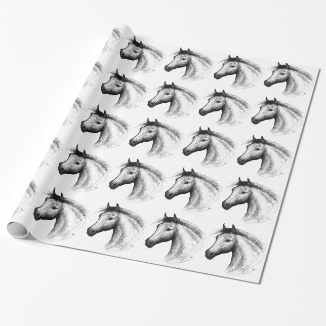 Horse:  White Wrapping Paper (Unrolled)