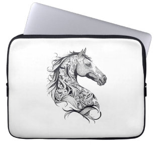 Horse Wild Animal Nature Illustration Art Tattoo Laptop Sleeve
