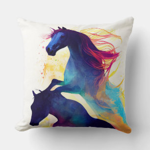 Horse Wild Nature Animal Colors Art Painting Cushion