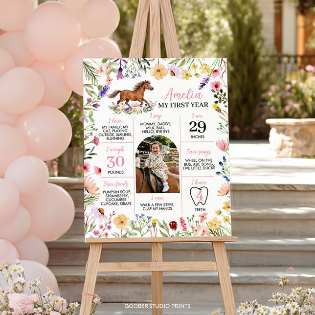 Horse Wildflower First Year Photo Milestone Poster (Creator Uploaded)