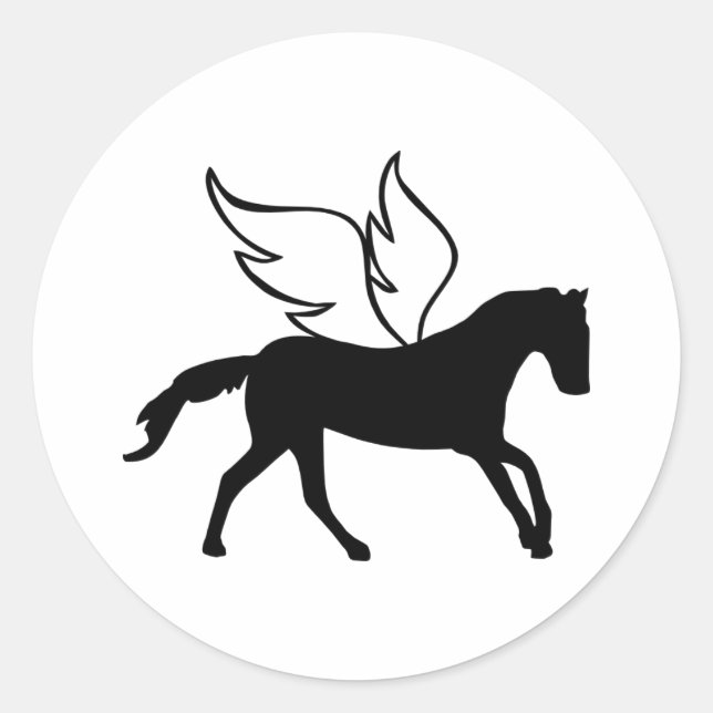 Horse - Wings Classic Round Sticker (Front)