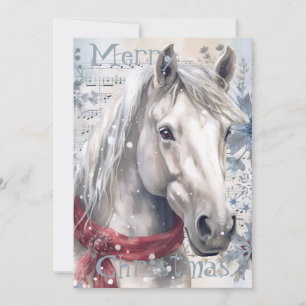 Horse Winter Christmas Watercolor Holiday Card