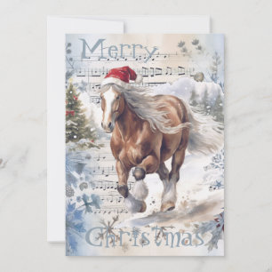 Horse Winter Christmas Watercolor Holiday Card