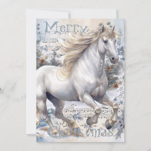 Horse Winter Christmas Watercolor Holiday Card