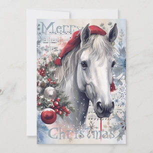Horse Winter Christmas Watercolor Holiday Card