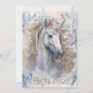 Horse Winter Christmas Watercolor Holiday Card