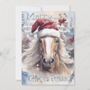 Horse Winter Christmas Watercolor Holiday Card