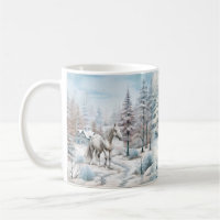 Horse winter scene snow forest Christmas