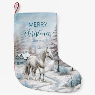 Horse winter scene snow forest Christmas Small Christmas Stocking