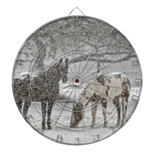horse winter snow farm ranch animals snowy frozen dartboard
