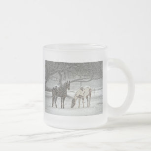 horse winter snow farm ranch animals snowy frozen frosted glass coffee mug