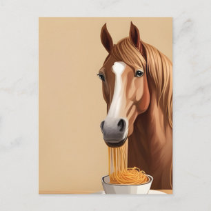 Horse With A Bowl Of Spaghetti Postcard