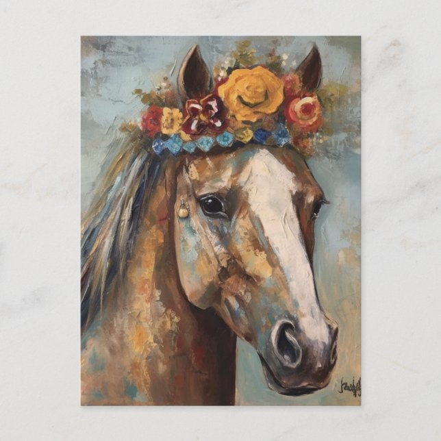 Horse With a Floral Crown Postcard (Front)