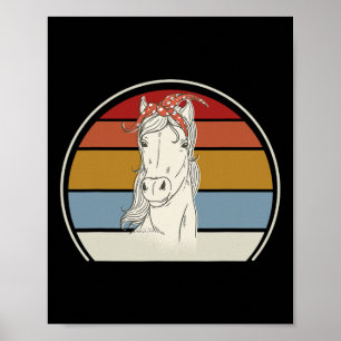Horse With Bandanna Horse Lover Vintage Riding Hor Poster