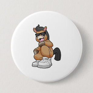 Horse with big Shoes 7.5 Cm Round Badge