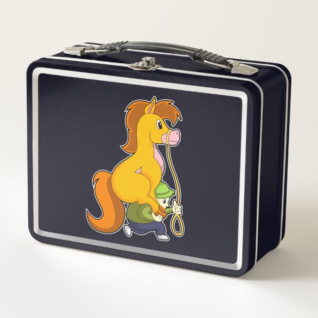 Horse with Boy.PNG Metal Lunch Box (Front)