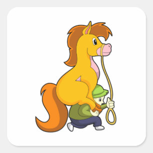 Horse with Boy.PNG Square Sticker