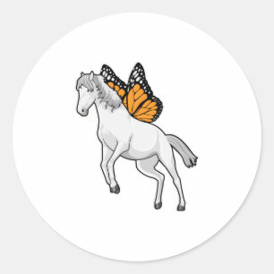 Horse with Butterfly Classic Round Sticker