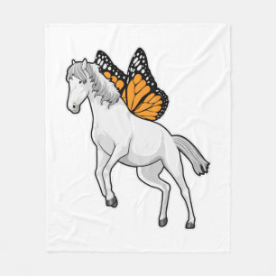 Horse with Butterfly Fleece Blanket