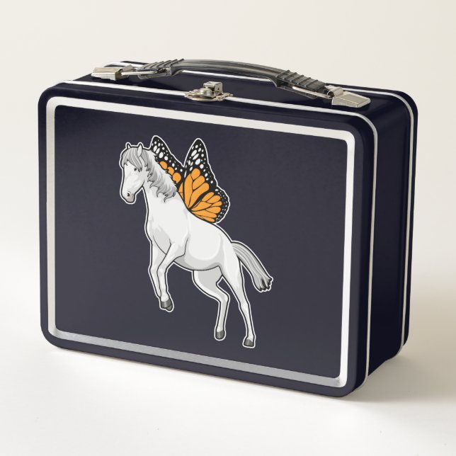 Horse with Butterfly Metal Lunch Box (Front)