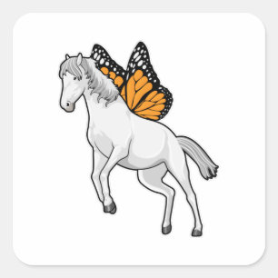 Horse with Butterfly Square Sticker