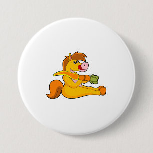 Horse with Carrot 7.5 Cm Round Badge