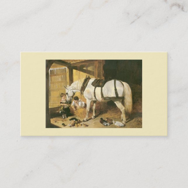 Horse With Children Vintage Business Card (Front)