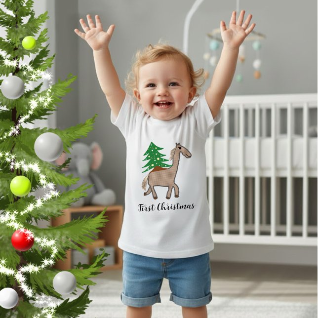 Horse with Christmas tree Baby T-Shirt (Creator Uploaded)