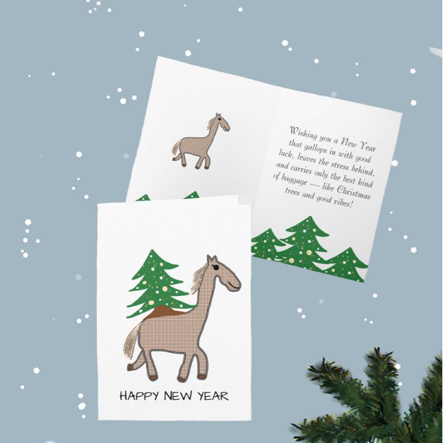 Horse with Christmas tree Card (Creator Uploaded)