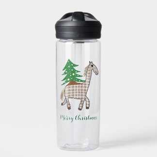 Horse with Christmas tree Water Bottle
