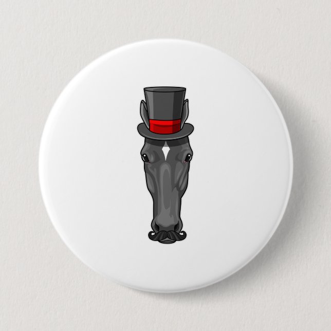 Horse with Cylinder 7.5 Cm Round Badge (Front)