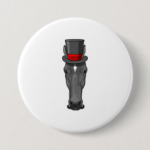 Horse with Cylinder 7.5 Cm Round Badge