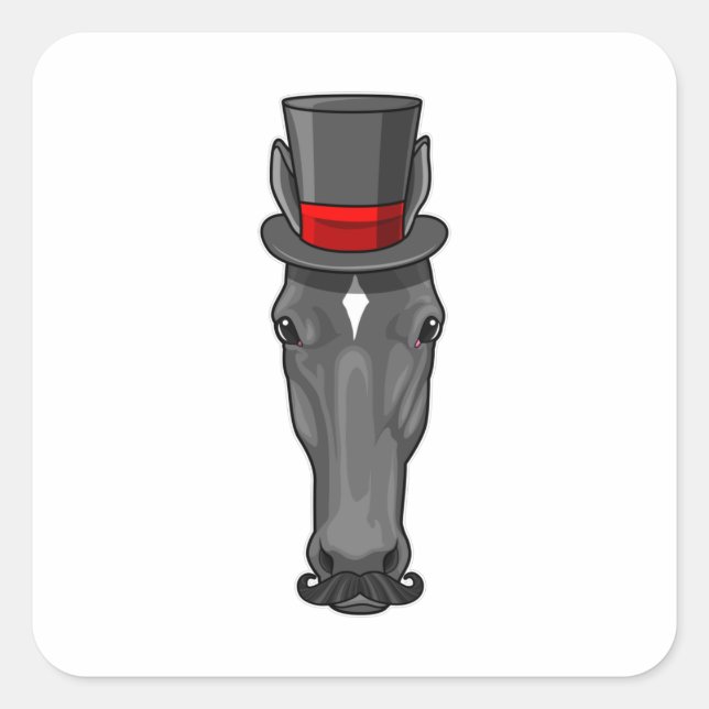 Horse with Cylinder Square Sticker (Front)