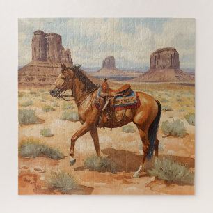 Horse with Desert Mesas Jigsaw Puzzle