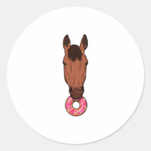 Horse with Donut Classic Round Sticker