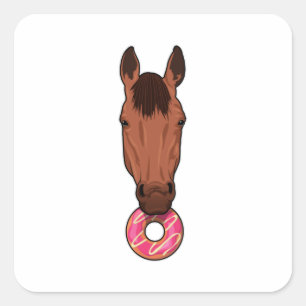 Horse with Donut Square Sticker