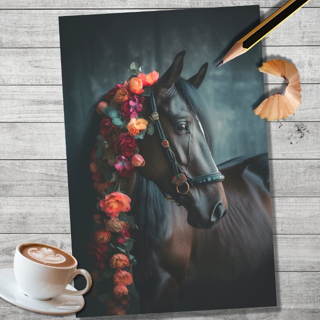 Horse with Floral Decorations 3 Decoupage Paper (Creator Uploaded)