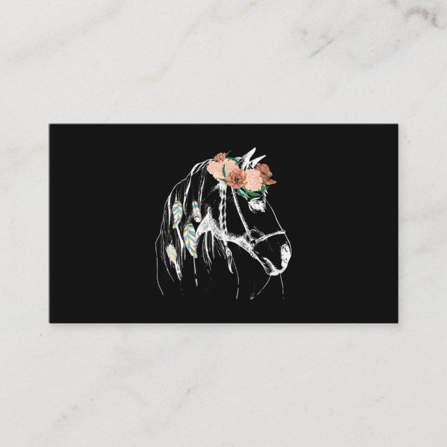 Horse With Flowers For Horse Lover Men Women Business Card (Front)