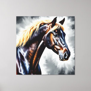 Horse With Flowing Golden Mane Canvas Print