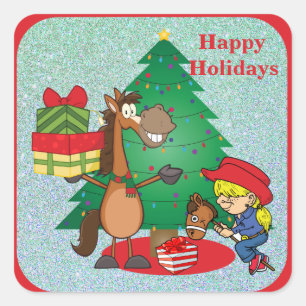 Horse With Gifts and Stick Horse Cowgirl Sticker