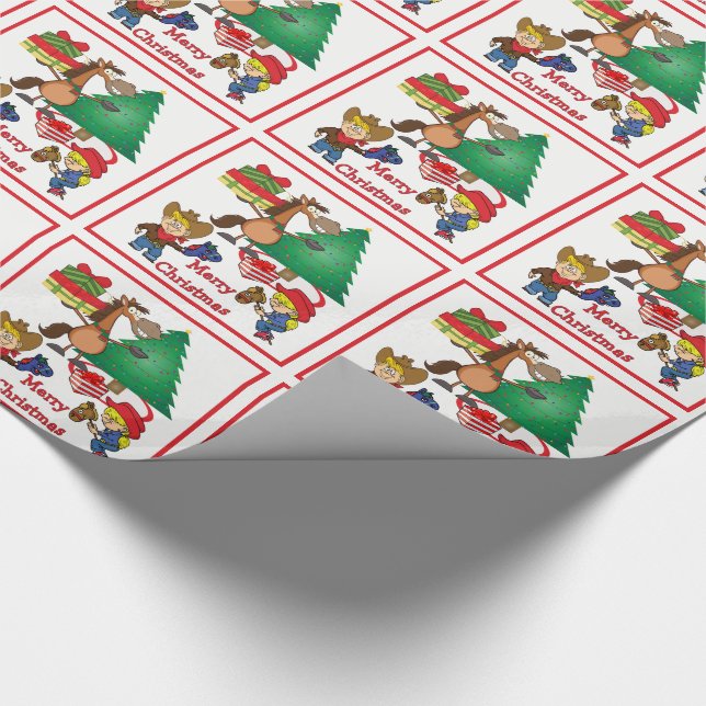 Horse With Gifts And Stick Horse Kids Gift Wrap (Corner)