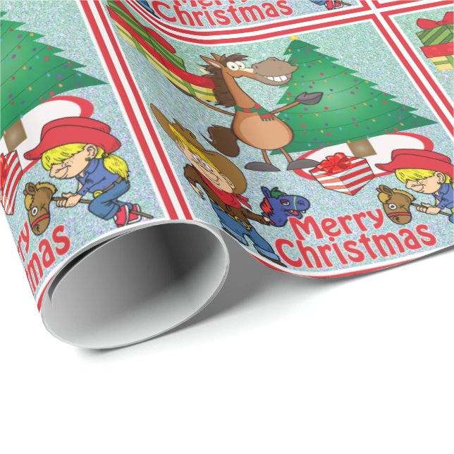 Horse With Gifts And Stick Horse Kids Gift Wrap (Roll Corner)