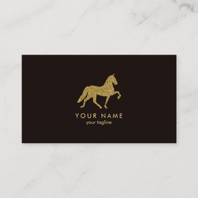 Horse with Golden Glitter | Horse Trainer Business Card (Front)
